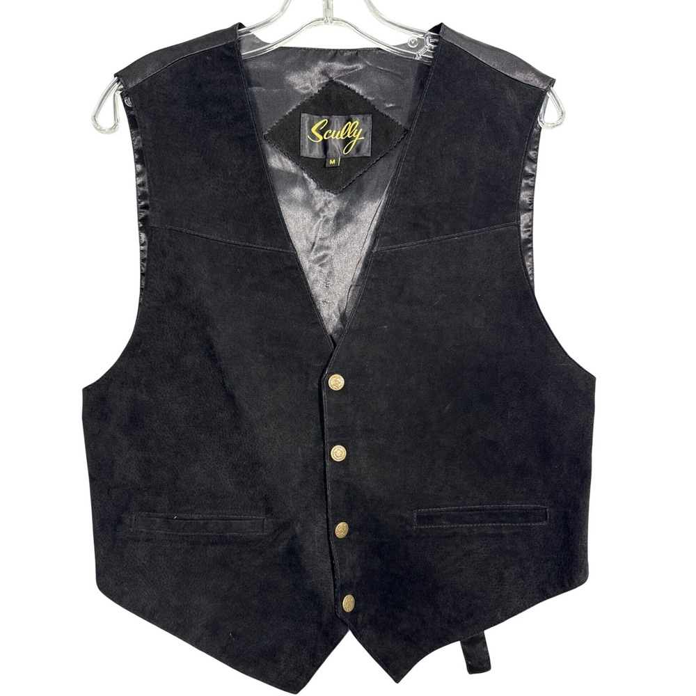 Scully Suede Leather Vest M Black Rodeo Cowboy Ranch style Western